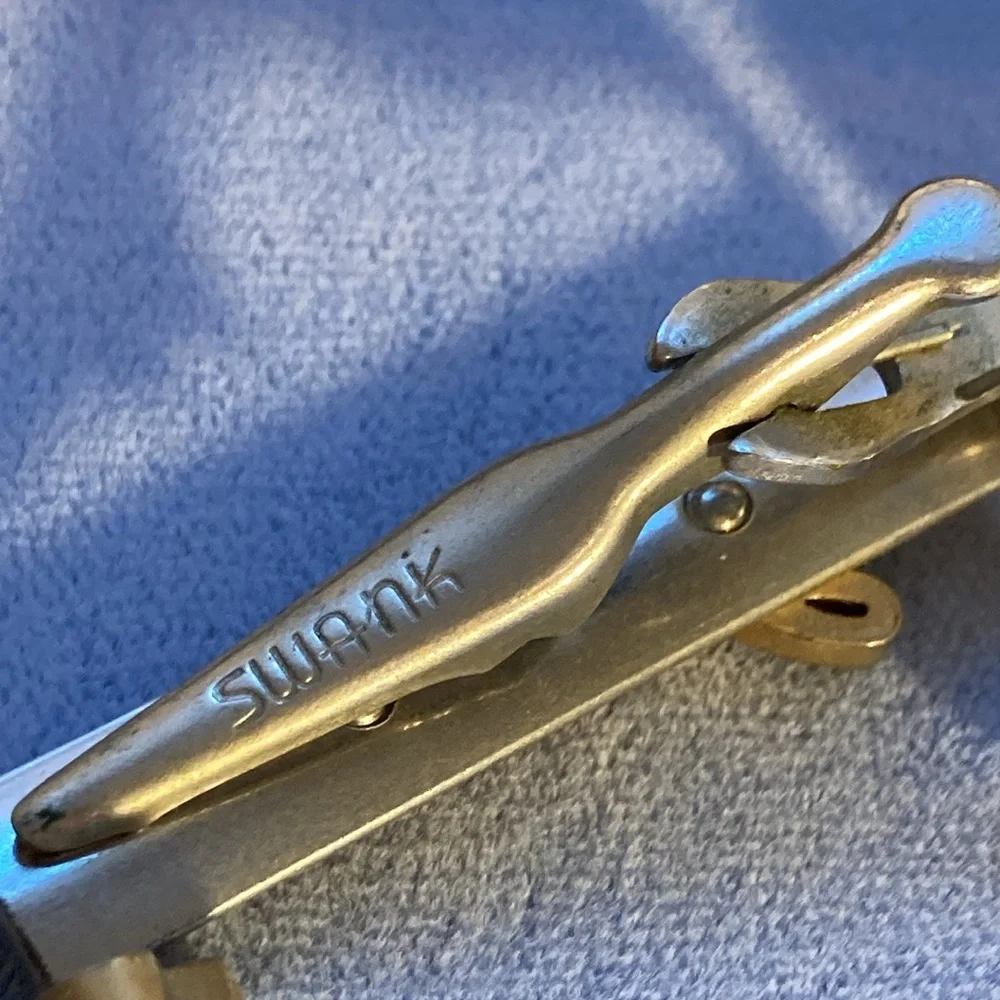 Swank Cufflinks and Tie Clip Set John gold silver